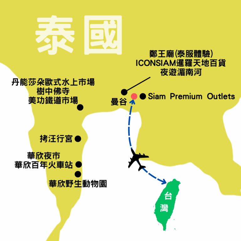 泰國曼谷華欣5日 行程路線圖